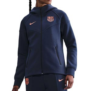 Sudadera con capucha Nike FCB mujer Tech Fleece WindRunner - Sudadera cortavientos con capucha para mujer Nike del FC Barcelona - azul marino