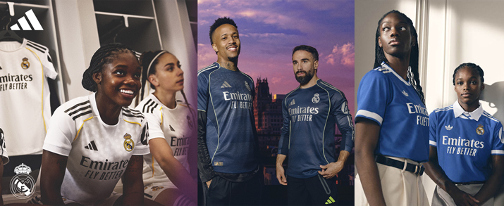 Encuentra la primera, segunda y tercera equipación del Real Madrid, temporada 2025-2026